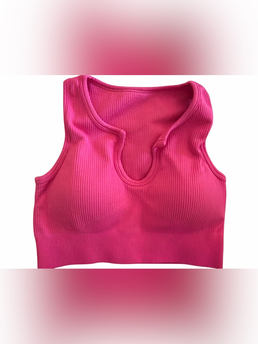 OQQ Ribbed Pink Tank Crop Top